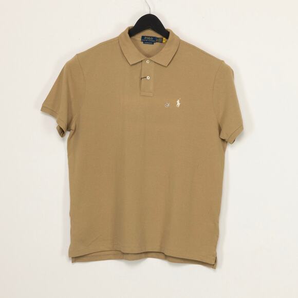 Polo Ralph Lauren Men Cotton Custom Slim Fit Mesh Polo Shirt Tan/Cream Size XXL - Picture 1 of 7